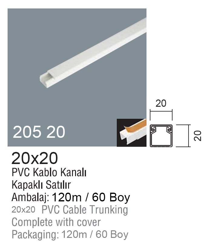 205 20 | 20 X 20 | Pvc Kendinden Yapışkan Bantlı Kablo Kanalları