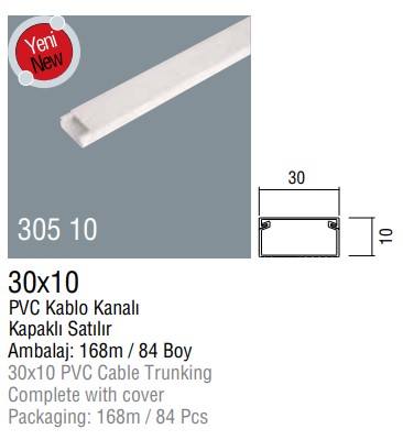 305 10 | 30x10 PVC Kablo Kanalı